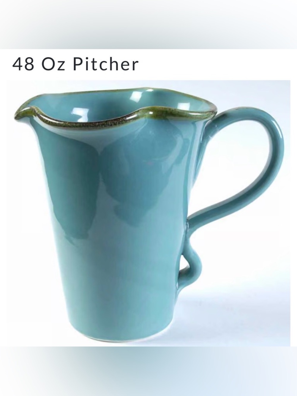 Southern Living At Home Toscana
Collection Teal Blue Ceramic Pitcher Made Italy